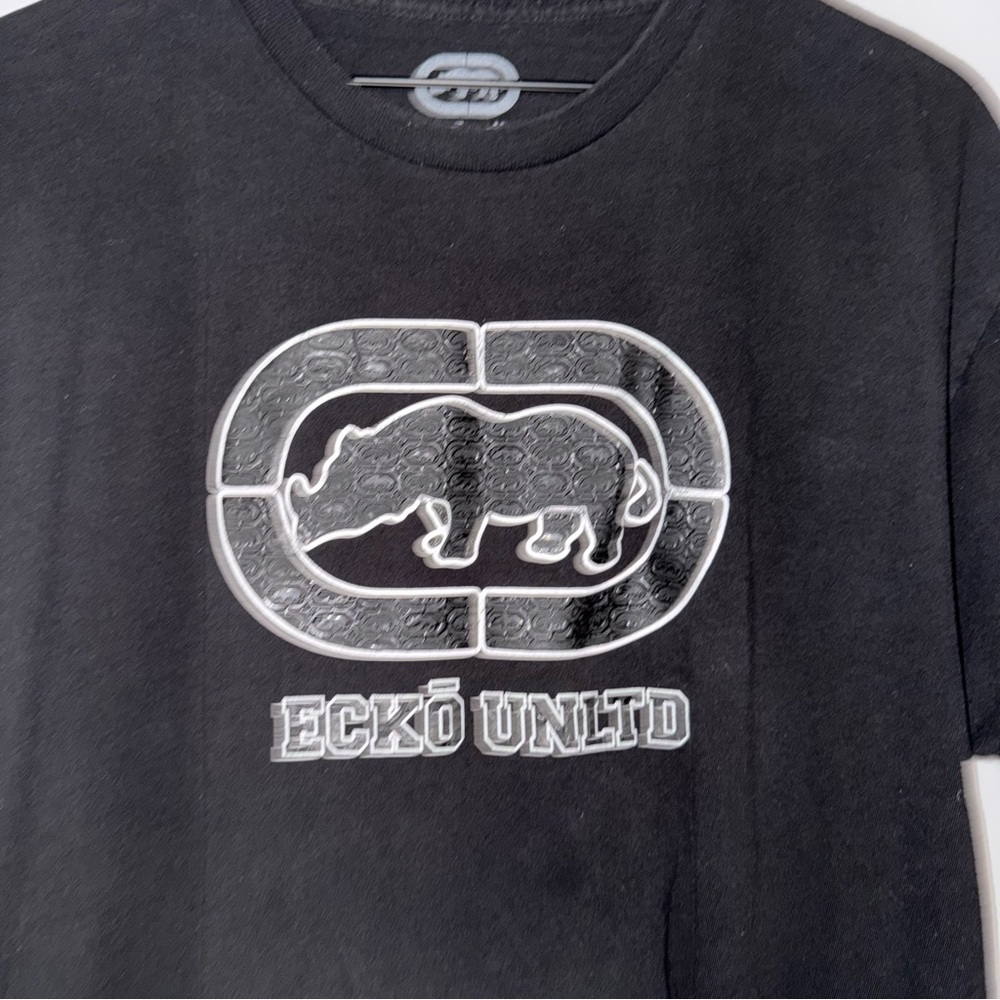 Vintage 90s Ecko Unltd Textured Rhino Y2K Dark Grey‎ T Shirt Short Sleeve Cotton - Picture 2 of 4